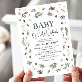 Baby Det är Kall utanför Vinterblomma babyskor Inbjudningar