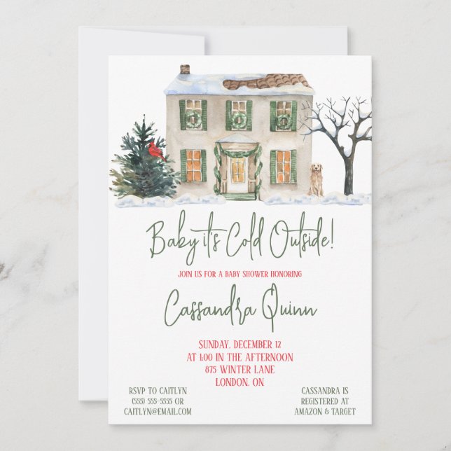 Baby Det är Kall utanför, vinterhalshuggare för ba Inbjudningar (Framsida)