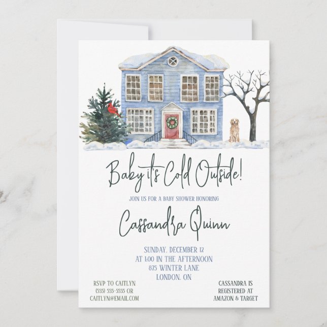 Baby Det är Kall utanför, vinterhalshuggare för ba Inbjudningar (Framsida)