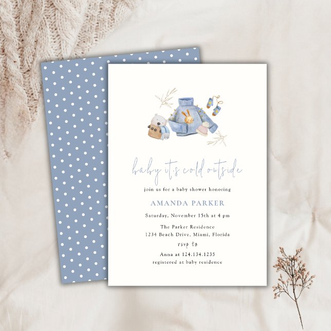 Baby Det är Kall utanför Vinterkläder Babykläder Inbjudningar (Baby It's Cold Outside Winter Clothes Baby Shower Invitation)