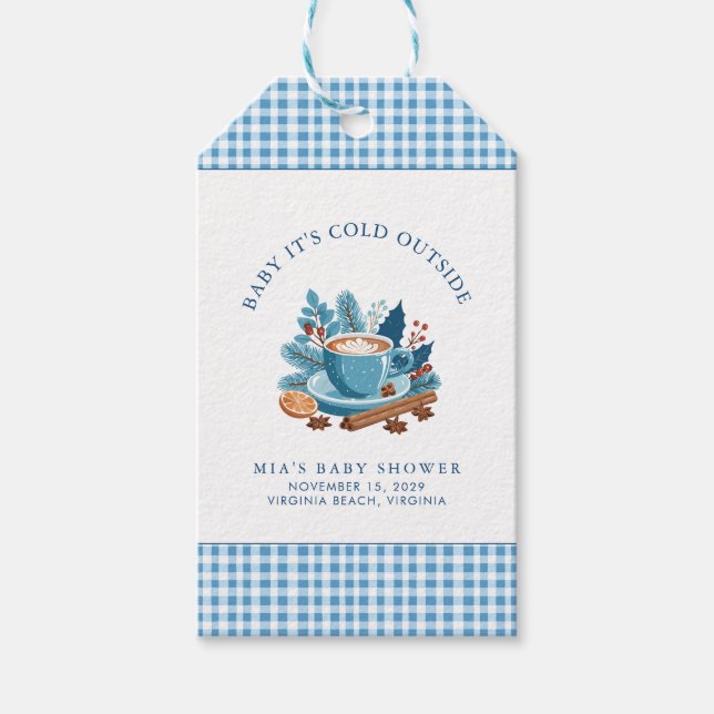 Baby Det är Kall utanför Winter Baby Shower Presentetikett (Framsidan)