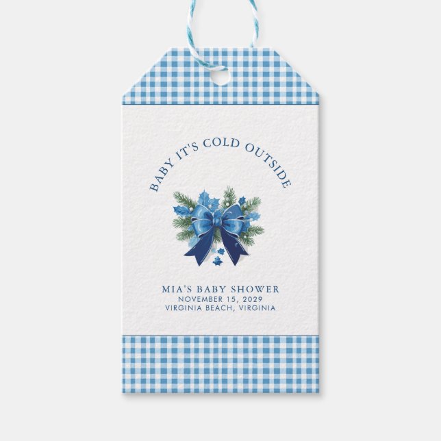 Baby Det är Kall utanför Winter Baby Shower Presentetikett (Framsidan)