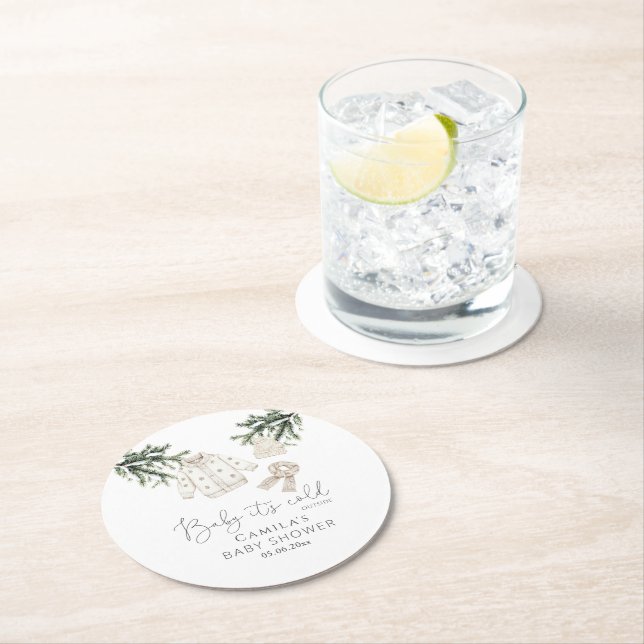 Baby Det är Kall utanför Winter Baby Shower Underlägg Papper Rund (Insitu)