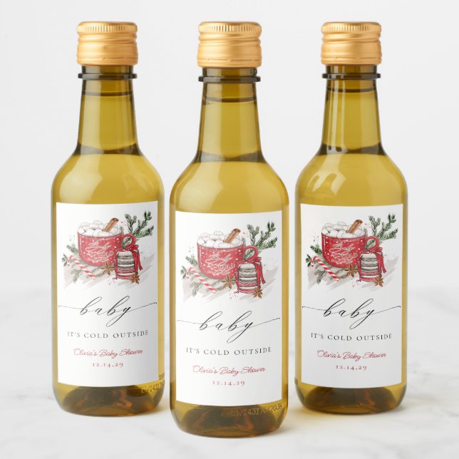 Baby Det är Kall utanför Winter Baby Shower Vinetikett (Flaskor)