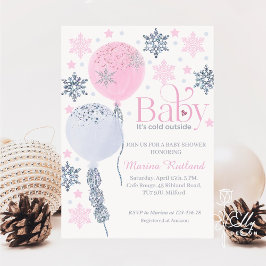 Baby Det är Kall utanför Winter Balloons Baby Show Inbjudningar