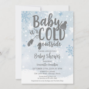 Baby Det är Kall utanför Winter Blue Boy Shower Inbjudningar