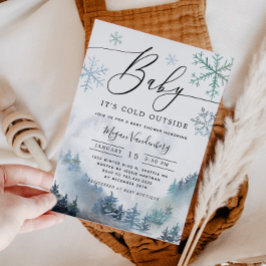 Baby Det är Kall utanför Winter Mountain Baby Show Inbjudningar