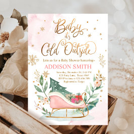 Baby Det är Kall utanför Winter Sleigh Baby Shower Inbjudningar