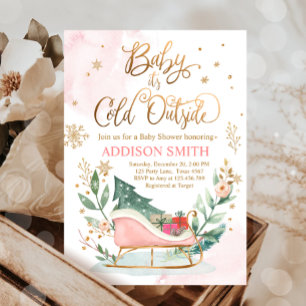 Baby Det är Kall utanför Winter Sleigh Baby Shower Inbjudningar