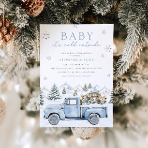 Baby Det är Kall utanför Winter Woodland Baby Show Inbjudningar