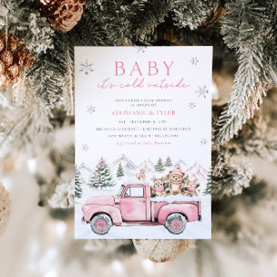 Baby Det är Kall utanför Winter Woodland Baby Show Inbjudningar
