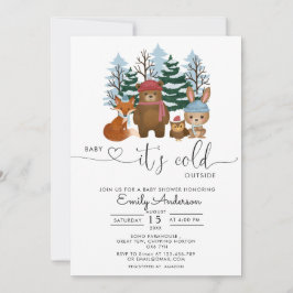 Baby Det är Kall utanför Winter Woodland Baby Show Inbjudningar