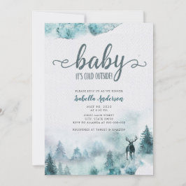 Baby Det är Kall utanför Winter Woodland Baby Show Inbjudningar