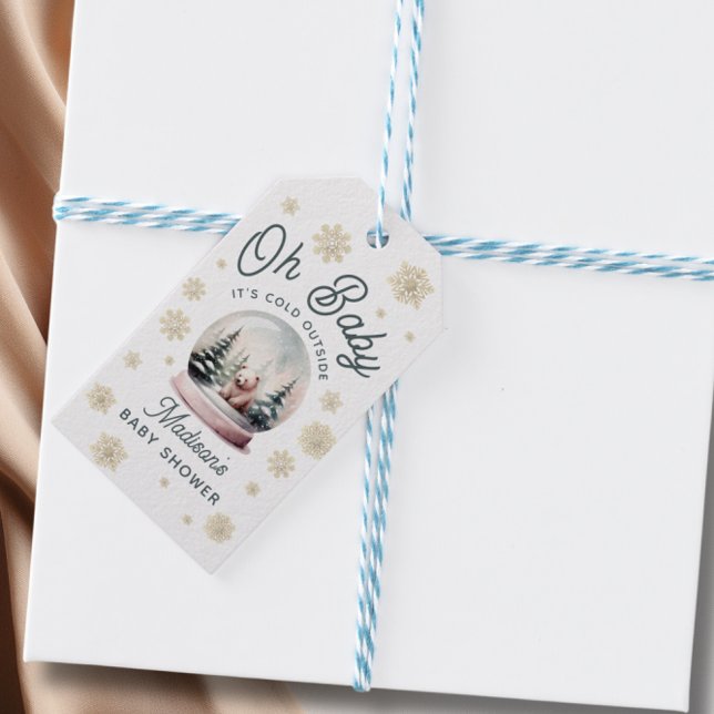 Baby Det är Kallet utanför babyskabinka för Snö ut Presentetikett (Baby It's Cold Outside Winter Snow Baby Shower Gift Tags)