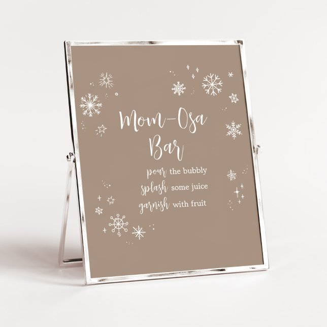 Baby Det är Kallet utanför Mamma Osa Pub Poster (Winter Minimalist Snowflake Baby Shower Mom Osa Bar Sign)
