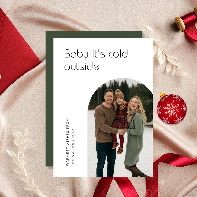 Baby Det är Kallet utanför Modern Arch Family Phot Julkort (Skapare uppladdad)