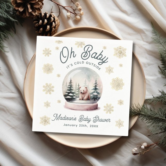 Baby Det är Kallet utanför Papper babyskö för vint Pappersservett (Baby It's Cold Outside Winter Baby Shower Paper Napkins)
