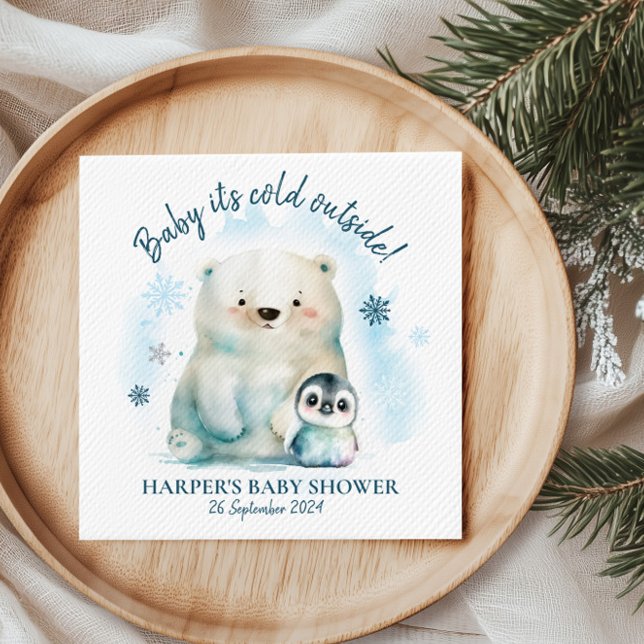 Baby Det är Kallet utanför Pappersservett (Get ready to turn up the coolness at your winter baby shower.)