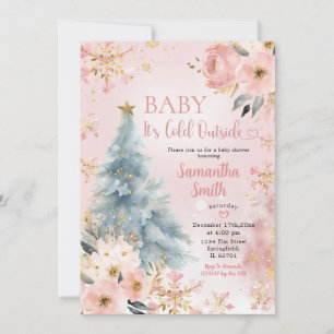 Baby Det är Kallet utanför Rosa Winter Snowflake B Inbjudningar
