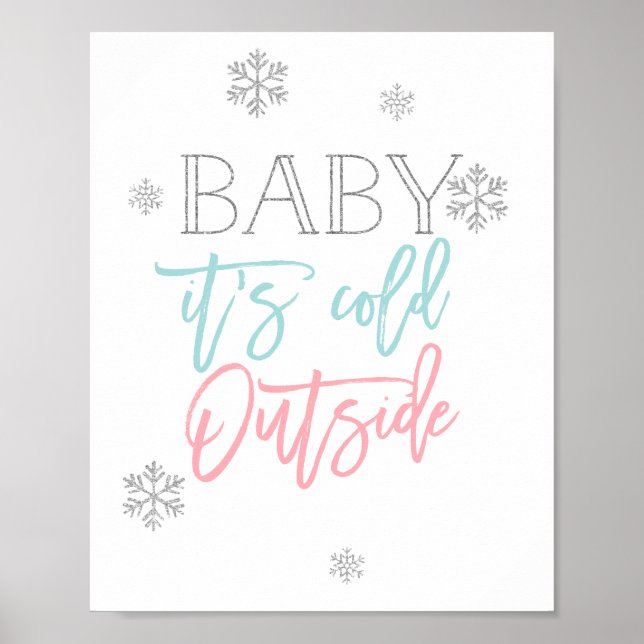 Baby Det är Kallet utanför | Silver Glitter Blue R Poster (Framsidan)