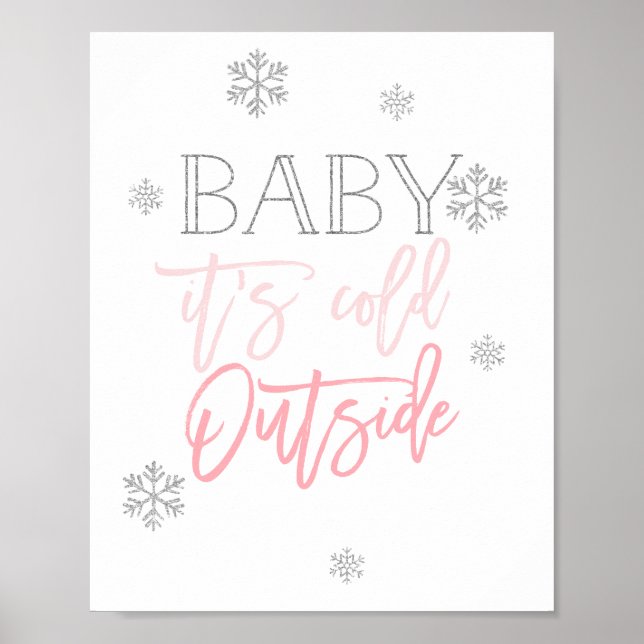 Baby Det är Kallet utanför | SILVER GLITTER ROSA Poster (Framsidan)
