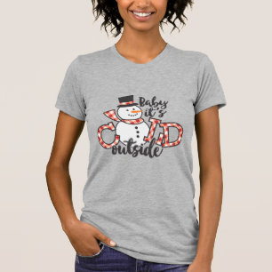 Baby Det är Kallet utanför Snögubbe Pällen jul T Shirt