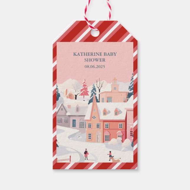Baby Det är Kallet utanför Vinter-temat babydusch Presentetikett (Framsidan)