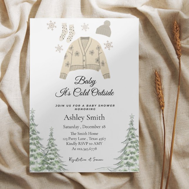 Baby Det är Kallet utanför Vinterbabyduschen Inbjudningar (Skapare uppladdad)