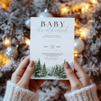 Baby Det är Kallet utanför Winter Baby Shower Inbj Inbjudningar