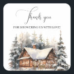 Baby Det är Kallet utanför Winter Snö Tack Fyrkantigt Klistermärke<br><div class="desc">Vinter Baby Shower Collection: Fira din lilla med temat "Baby it's kall out". Denna mysiga uppsättning omfattar inslag,  charmig hjort och en varm hytt i skogen. Winter Snö Baby Det är Kallet utanför Tack Sticker</div>