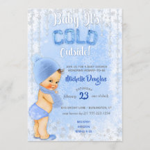 Baby Det Är Kallt Snöflinga Isblå Pojke Dusch