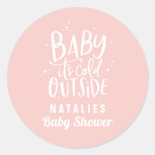 Baby det är kallt ute baby shower-fest runt klistermärke