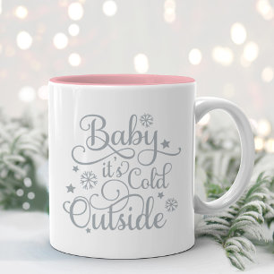 Baby Det Är Kallt Ute Grå Skrift Helgdag Två-Tonad Mugg
