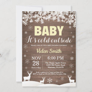 Baby det är kallt ute Hjort Vinter Baby Shower Inbjudningar
