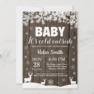 Baby det är kallt ute Hjort Vinter Baby Shower Inbjudningar