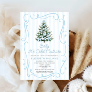 Baby det är kallt ute jul blå baby shower inbjudningar