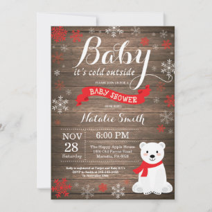 Baby det är kallt ute lantlig vinter baby shower inbjudningar