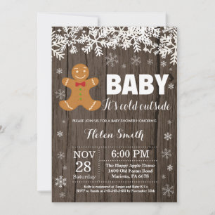 Baby det är kallt ute pepparkaksgubbe baby shower inbjudningar