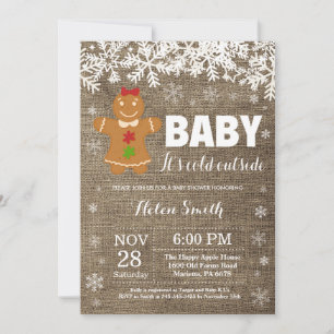 Baby det är kallt ute pepparkaksgubbe baby shower inbjudningar