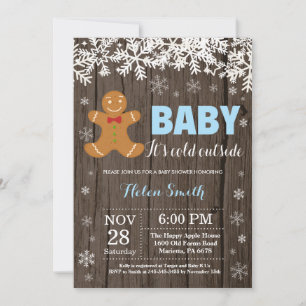 Baby det är kallt ute pepparkaksgubbe baby shower inbjudningar