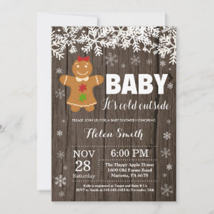 Baby det är kallt ute pepparkaksgubbe baby shower inbjudningar