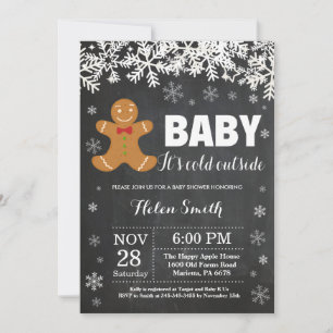 Baby det är kallt ute pepparkaksgubbe baby shower inbjudningar