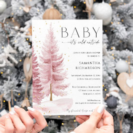 Baby det är kallt ute rosa guld flicka baby shower inbjudningar