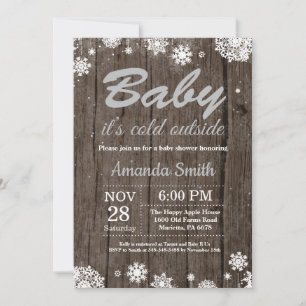 Baby det är kallt ute Rustik vinter Baby Shower Inbjudningar