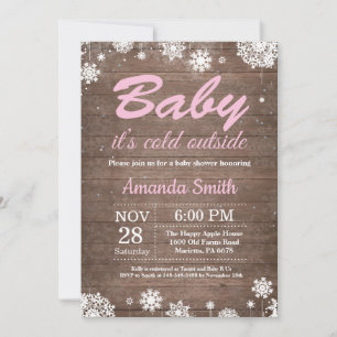 Baby det är kallt ute Rustik vinter Baby Shower Inbjudningar
