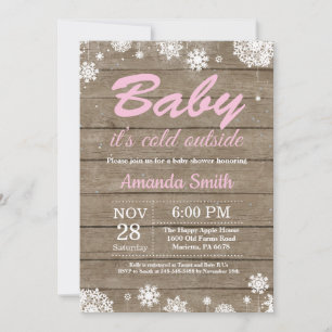 Baby det är kallt ute Rustik vinter Baby Shower Inbjudningar