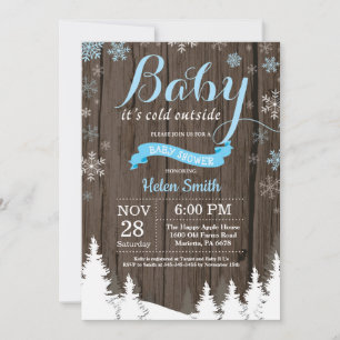 Baby det är kallt ute Rustik vinter Baby Shower Inbjudningar
