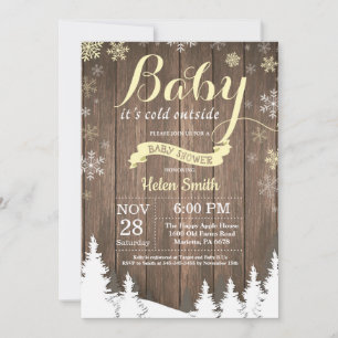 Baby det är kallt ute Rustik vinter Baby Shower Inbjudningar
