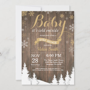 Baby det är kallt ute Rustik vinter Baby Shower Inbjudningar