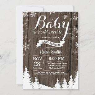 Baby det är kallt ute Rustik vinter Baby Shower Inbjudningar